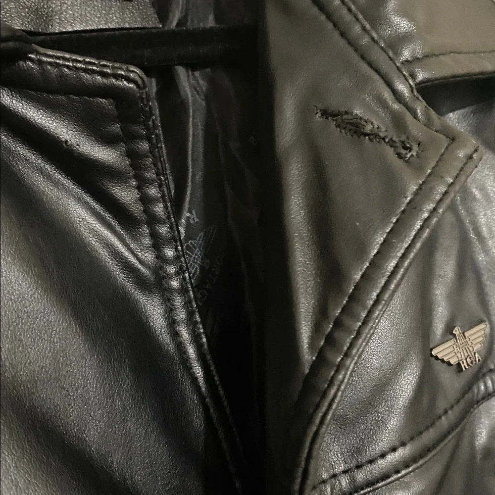 R.G.A Reported Black Leather Jacket coat men’ button down retro Y2K vintage XL